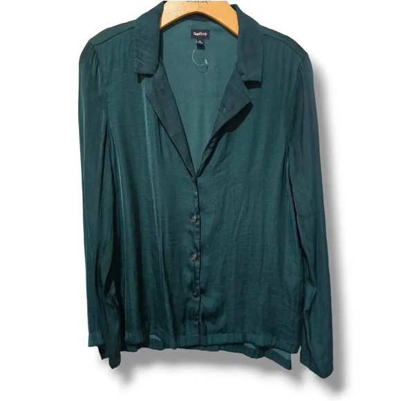 Gap Body women's green long sleeves button-down Blouse - small​ - Picture 1 of 11